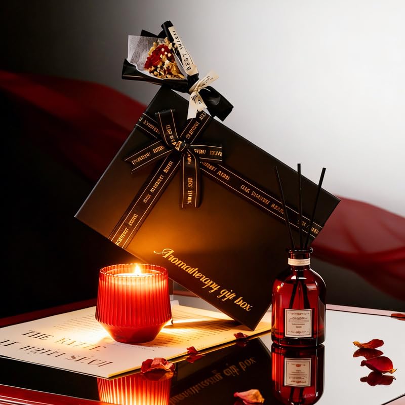 Aromatherapie-Geschenk-Set, Duftkerze & Schilfrohr-Diffusor, Heimduft-Set, Luxus-Spa-Selbstpflege-Geschenkbox für Frauen, perfektes Geschenk zum Geburtstag, Jahrestag, Valentinstag für sie
