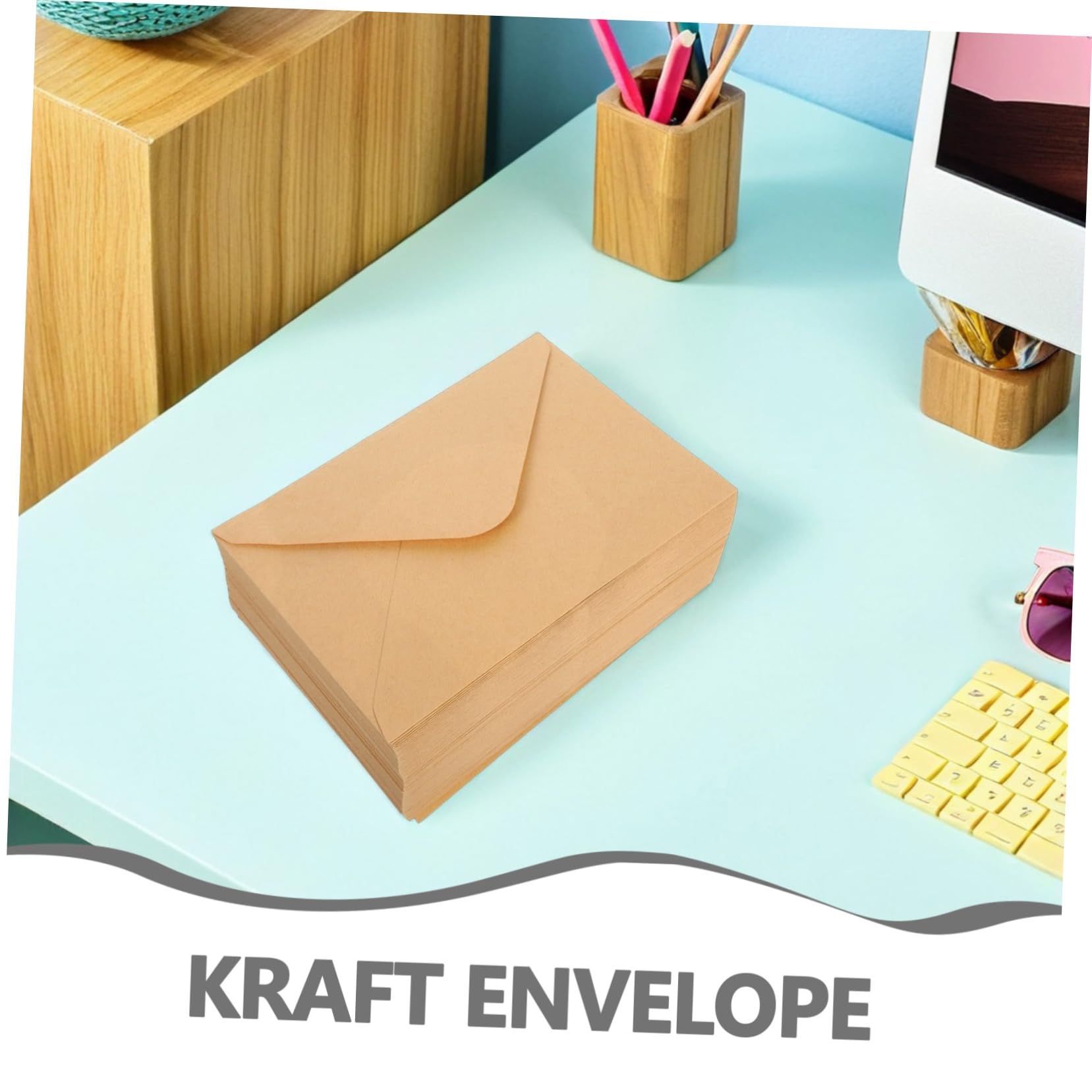 Sobres de Papel Kraft Marrón 100 Unidades Solapa en V | Cierre Seguro, Resistente al Desgarro, Diseño Clásico, para Oficina y Cumpleaños