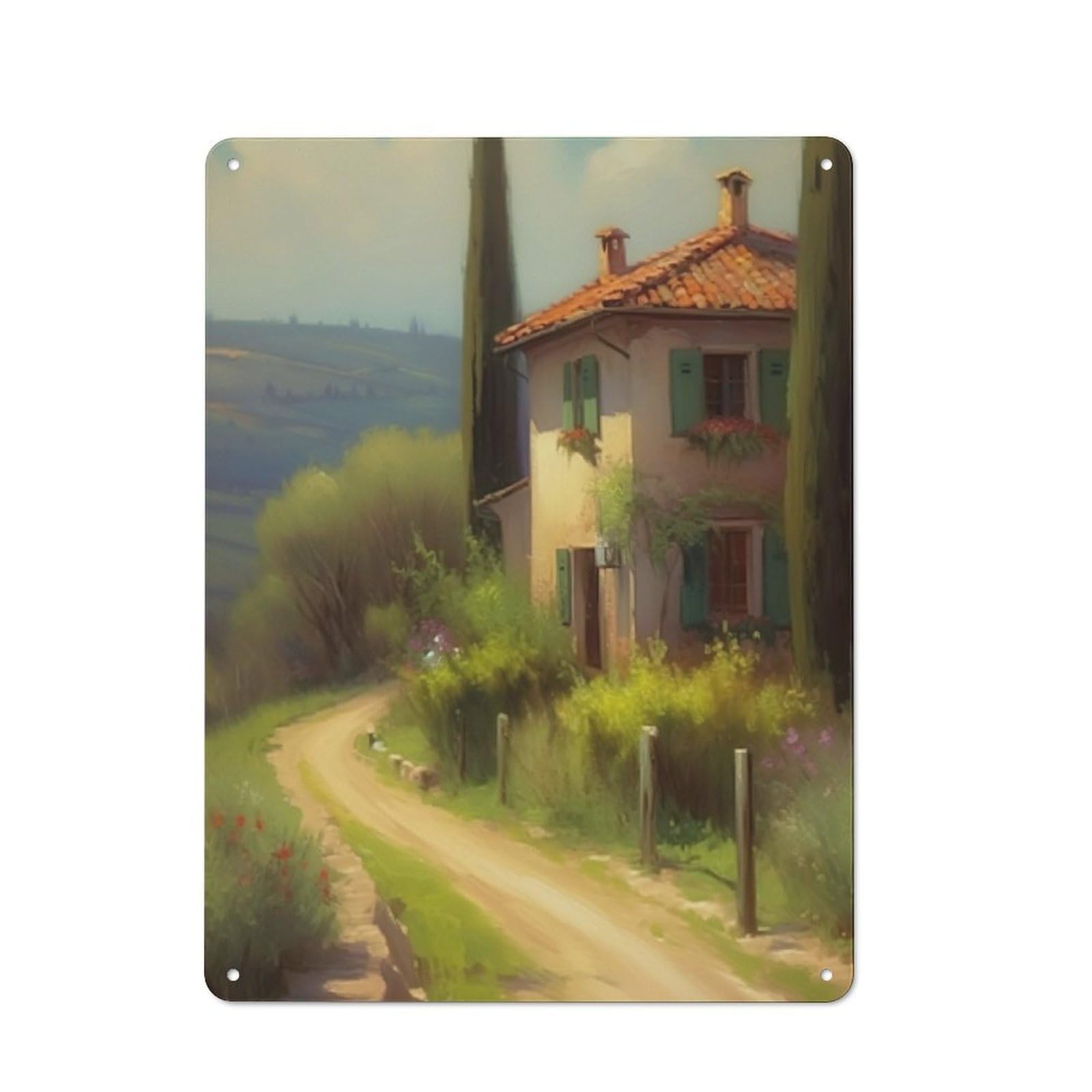 Junmoney Italian Villa Vintage Metal Plaque 40X30cm For Dining Room Or Kitchen, For Home Decor Collectors Refreshing A Room In Autumn