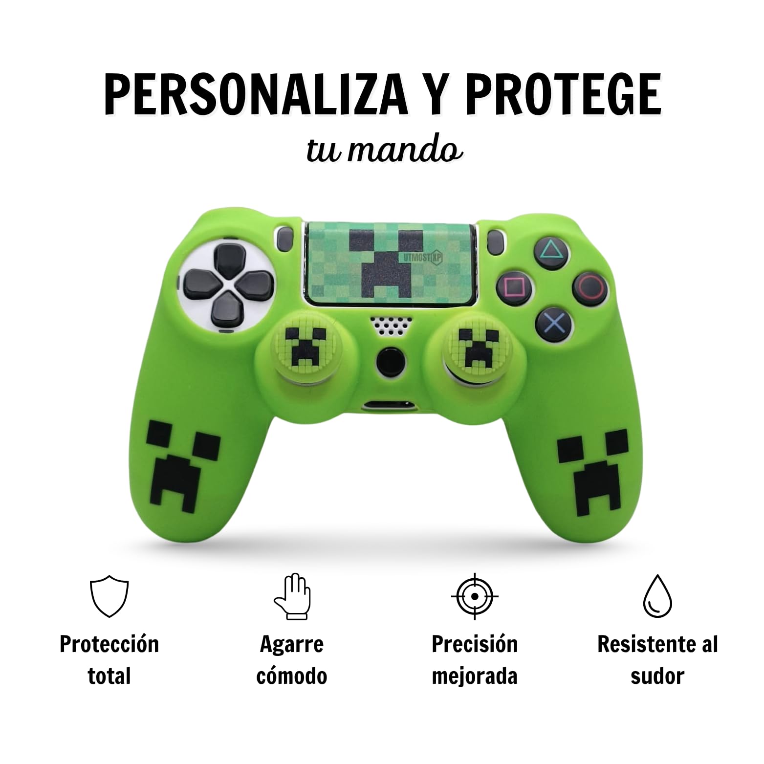 UmostXP Hülle Kompatibel mit PS4 Controller, Weiches und Komfortables Silikon für Besseren Halt, Zubehör für Play 4 Controller, Zubehör Kompatibel mit Originalem Play 4 Controller (Grün)