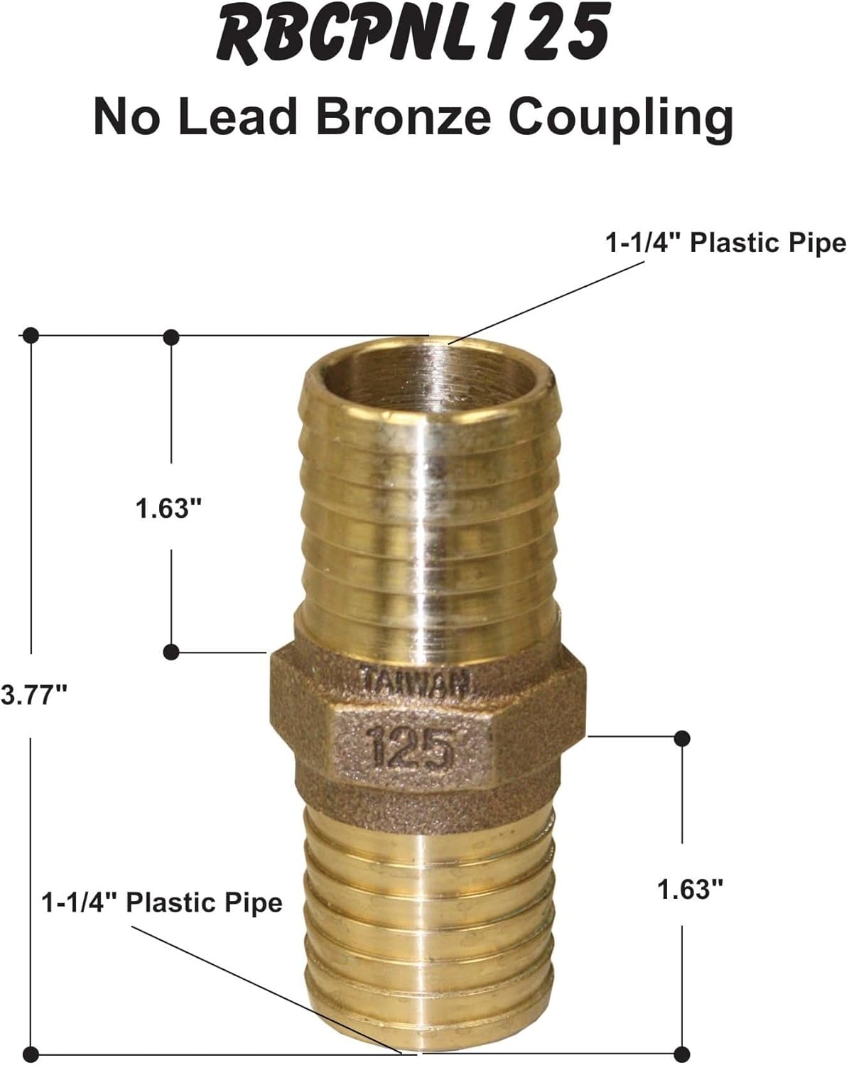 Merrill MFG 1-1/4" Lead-Free Bronze Coupling NPT Full Port Heavy Duty, No-Lead Brass Pipe Fitting, Corrosion Resistant Plumbing HVAC Connector, Contractor Grade Leak-Free Joiner