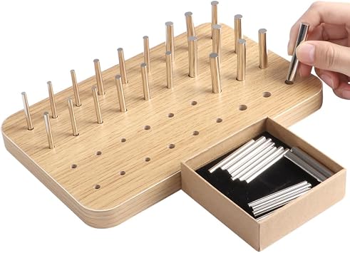 Hand Therapy Peg Board with 3 Sizes of Round Iron Pegs, 36-Hole Wooden Pegboard for Finger Dexterity, Hand Rehabilitation Board to Improve Fine Motor Skills and Hand-Eye Coordination
