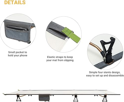 Miniatura 3 de ATEPA Catres de camping plegables ultraligeros para mochileros, cama de dormir ligera y compacta para adultos para viajes al aire libre, césped,