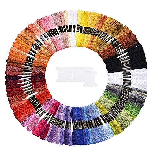 Peirich Stickgarn in 112 Farben inkl. Stranded Cross Stitch Floss Freundschaftsarmbänder Stickgarn mit 12 Seidenspulen Cover