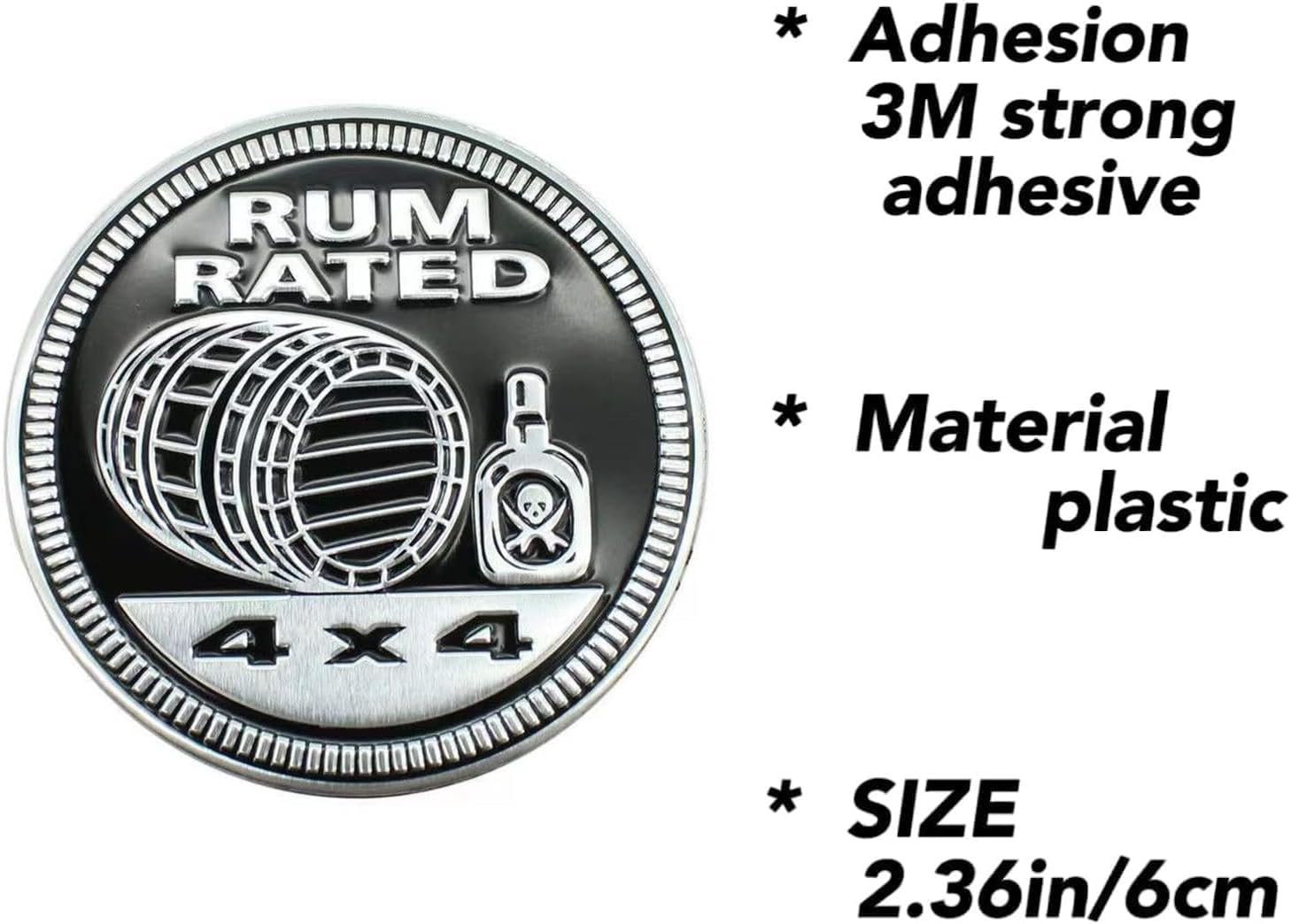 4 x 4 Metal Automotive Badge 3D Metal Emblems Round Emblem Decals Car Badge Decals Stickers Compatible with Jeep Wrangler Vehicles Trucks SUV (4x4RUM Rated) - Image 4