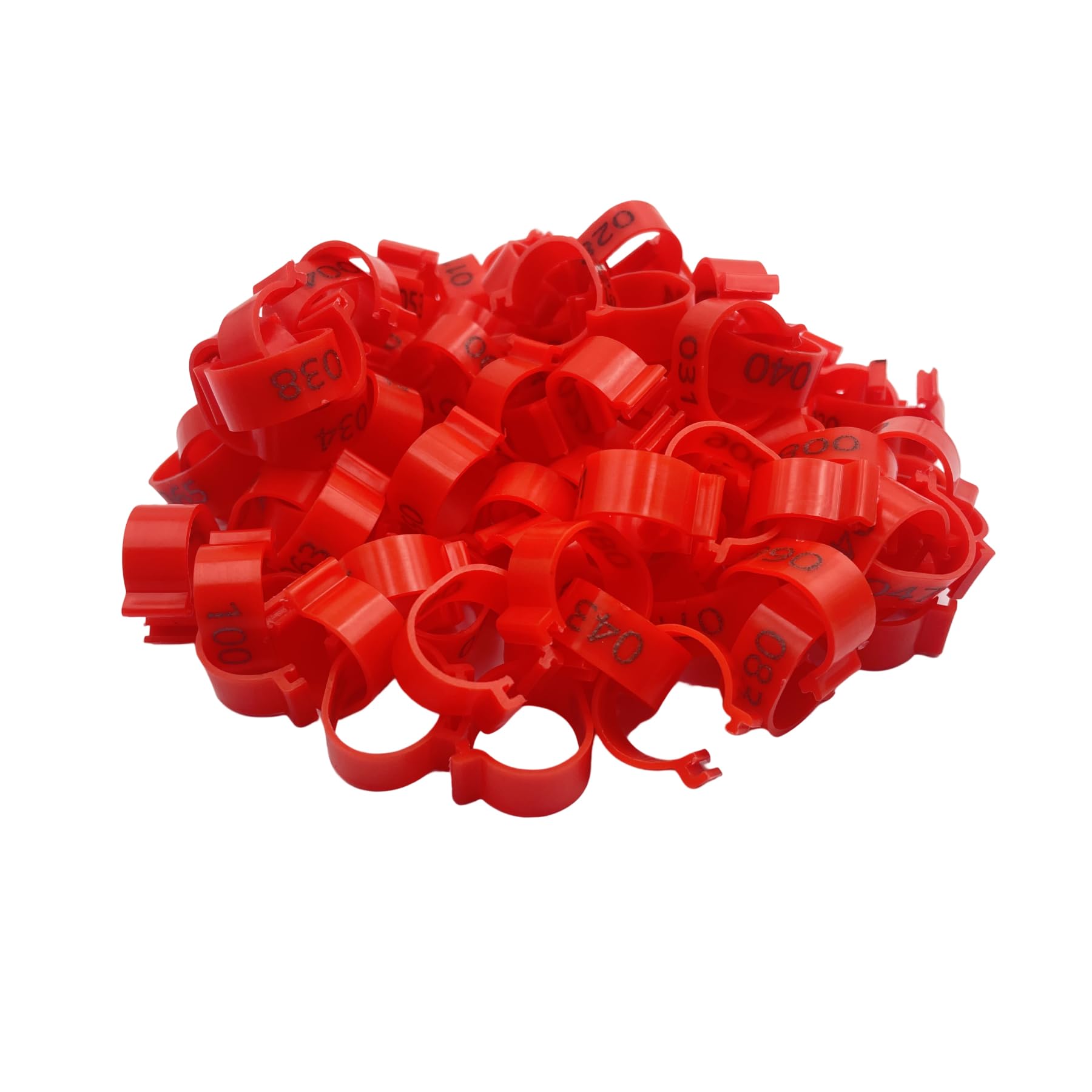 anelli identificativi per pollame, 100 fasce for zampe di pollame da 20 mm, multicolori, for anatre, galline, polli(Red)