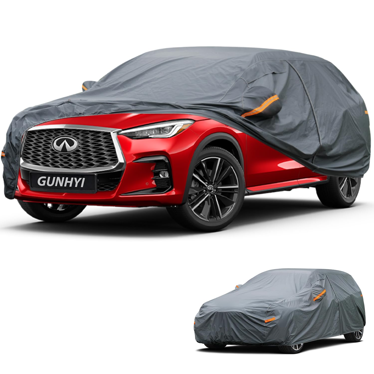 GUNHYI Premium Car Cover Custom Fit Infiniti QX55, 16 Layers Heavy Duty Car Cover Waterproof All Weather with Zipper Door for Sun Rain Snow Dust Uv Protection