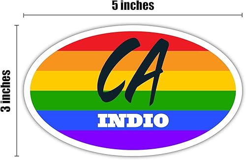 Miniatura 4 de Indio CA California Riverside County Rainbow Pride Flag 6 Stripes Pride Flag Euro Decal Bumper Sticker 3M Vinyl 3" x 5"