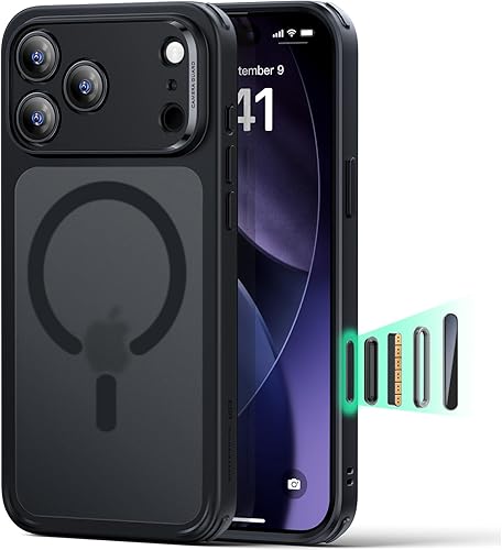 Vista 683 de ESR Funda para iPhone 15 Pro Max, compatible con MagSafe, de grado militar, negro transparente