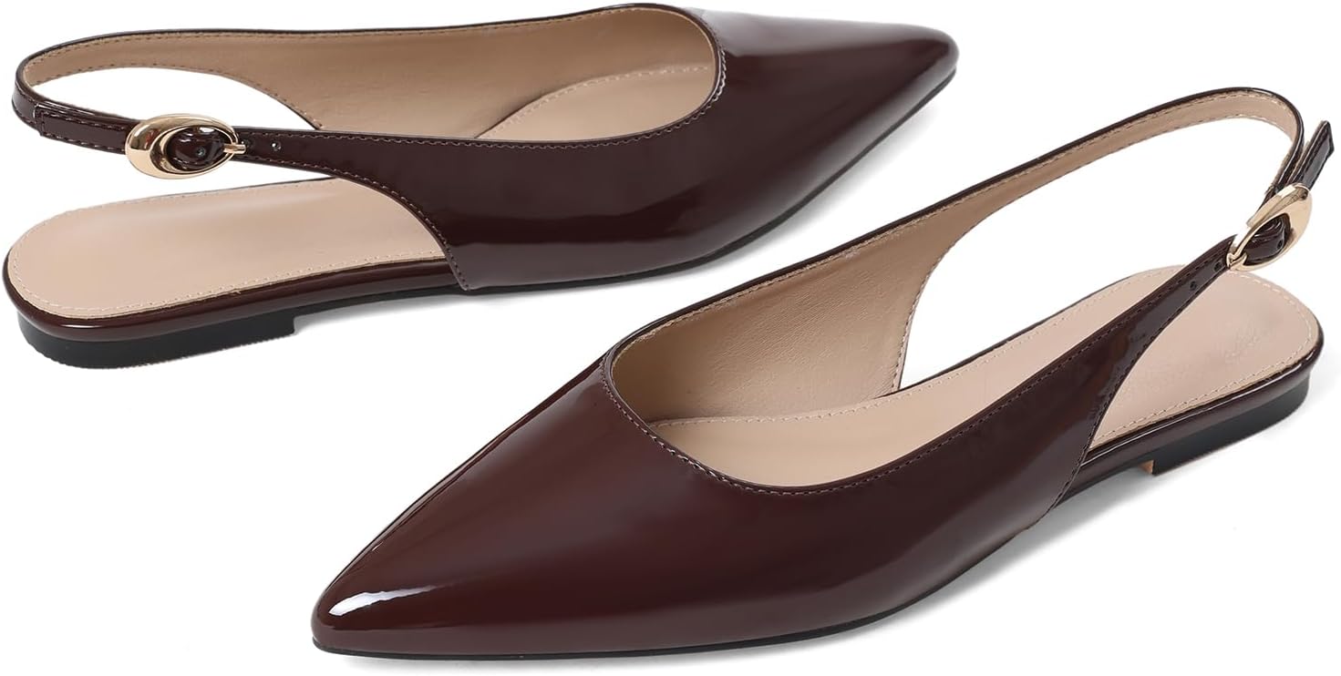 Lyrisiphy Pointed Toe Slingback Flats Women Ballet Flats