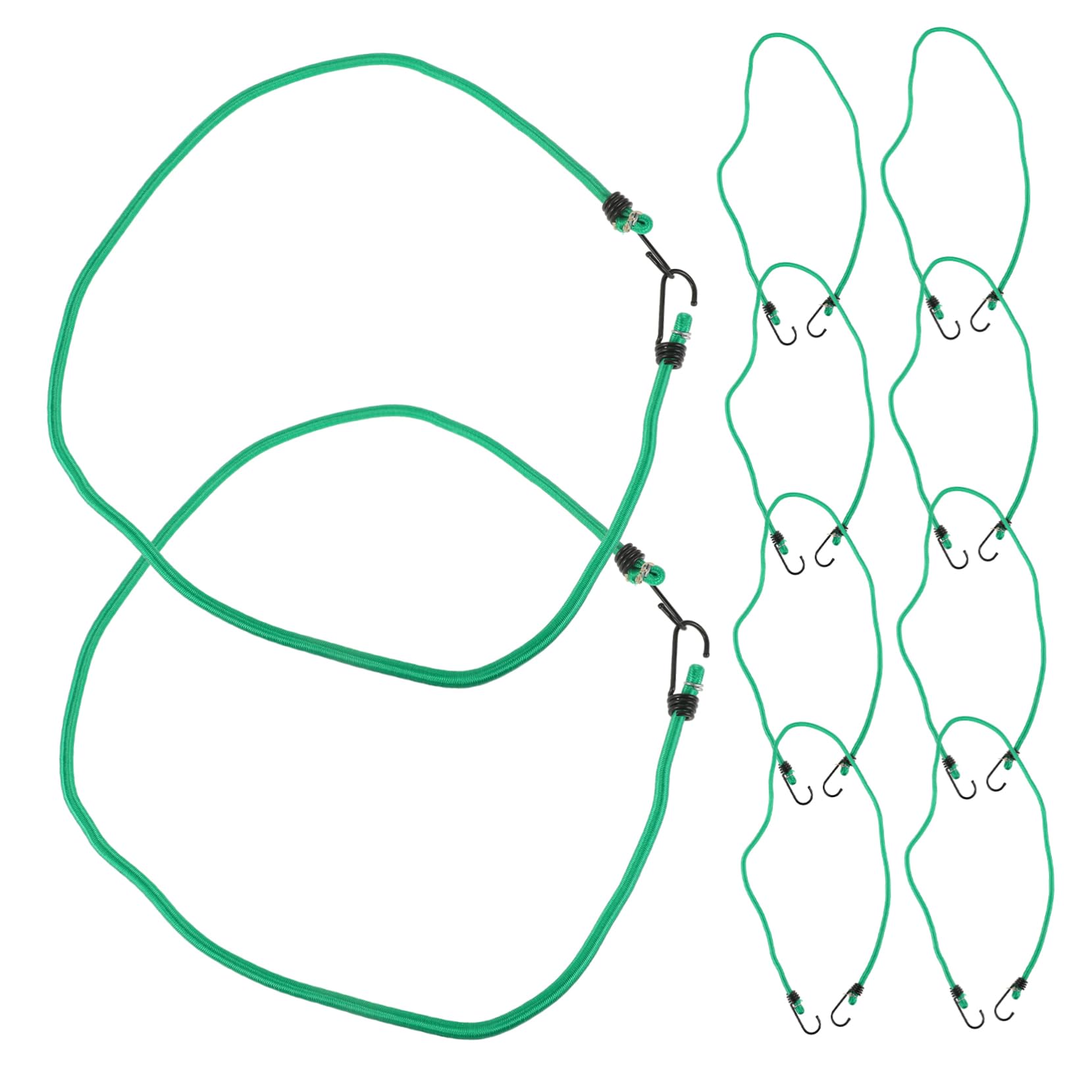 Cordon Élastique avec Crochets Vert, Lot de 10 pour Extérieur