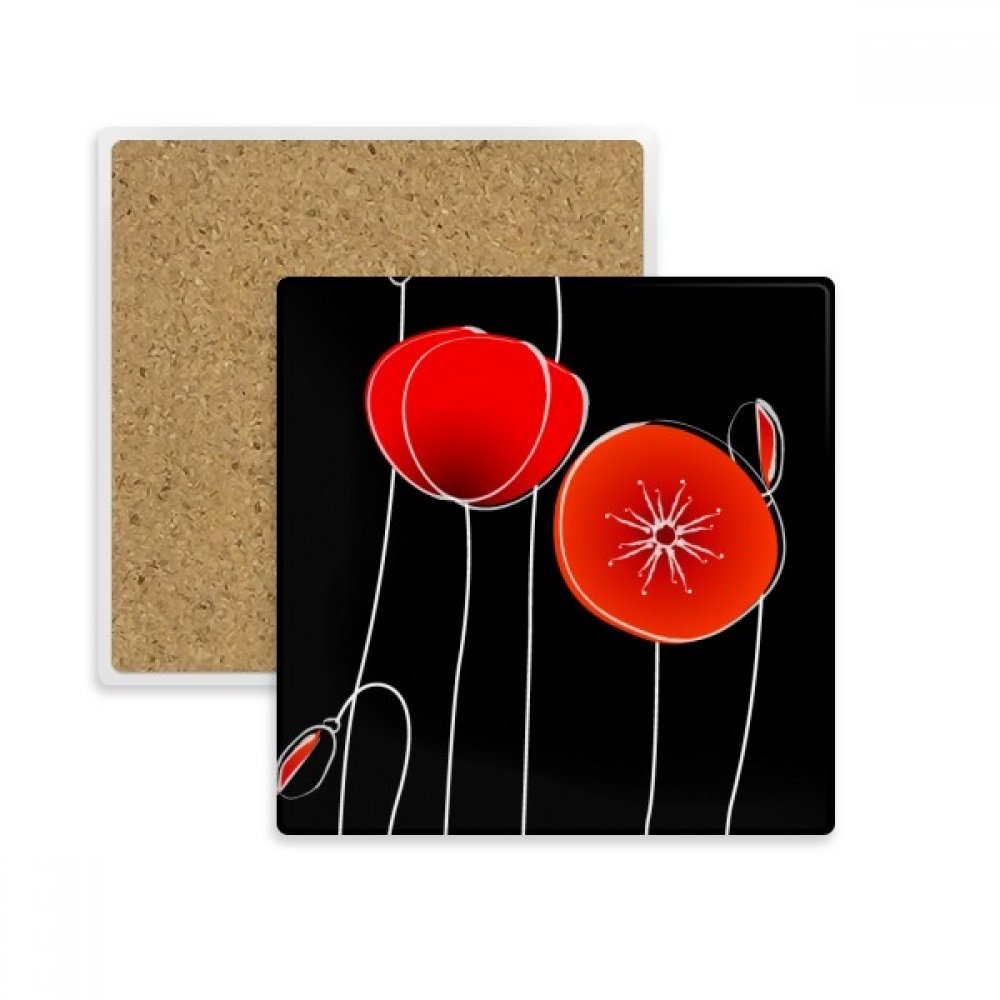 Fleurs de coquelicot dessous de verre décoratif en pierre absorbante, une idée cadeau originale
