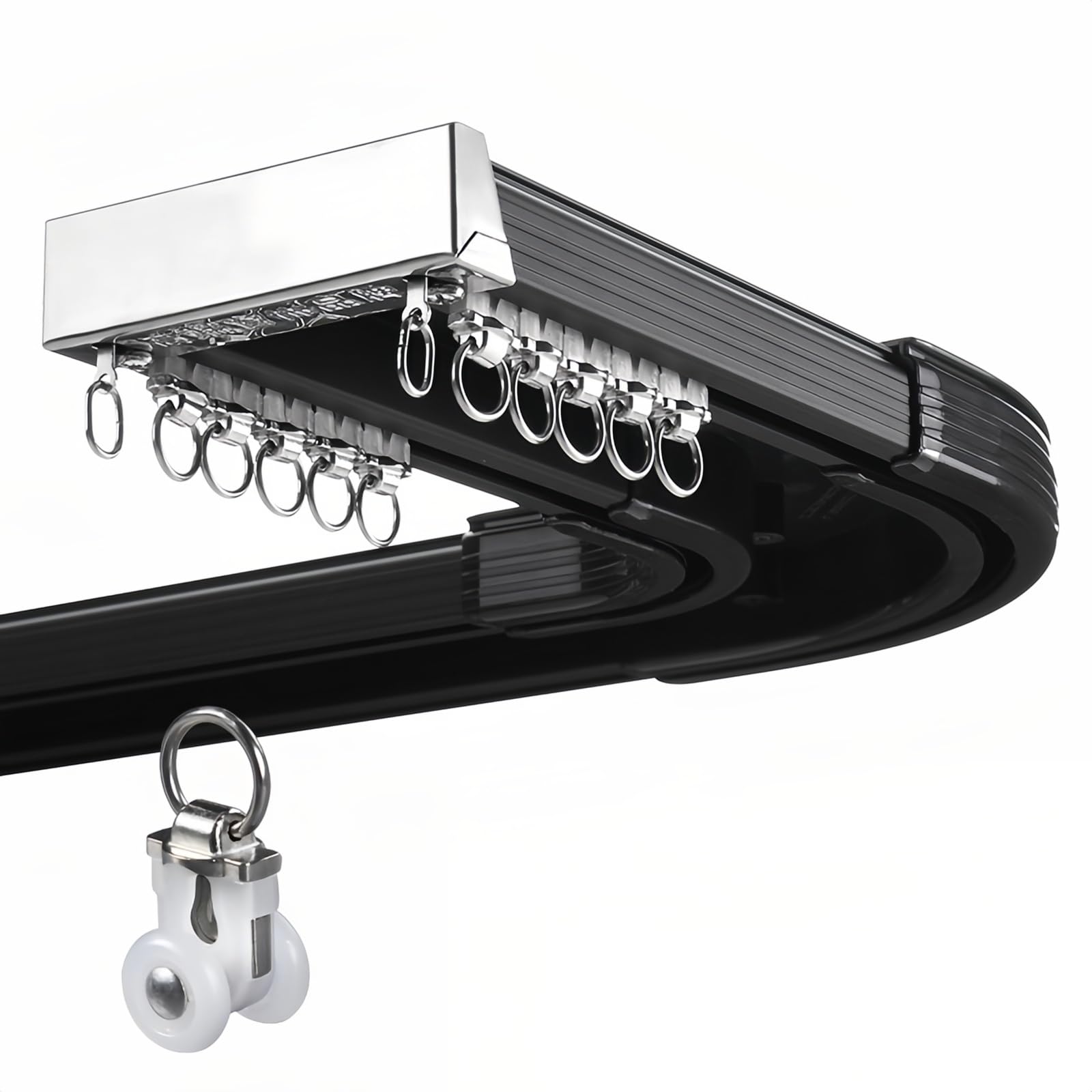 Rail de rideau robuste pour baies vitrées, idéal pour la maison et le bureau, parfait pour les séparateurs de pièce en forme de U et en L, support de montage au plafond inclus