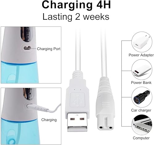Miniatura 7 de Cable de carga USB para Nicwell, Fairywill, Aquasonic, MOSPRO, Nicefeel, Zerhunt, Oralfree, Waterfloss, Tovendor, Hangsun, Initio, McNaval, Cremax y