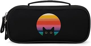 Sunset Black Cat Silhouette Makeup Bag Travel Pen Cosmetic Bags