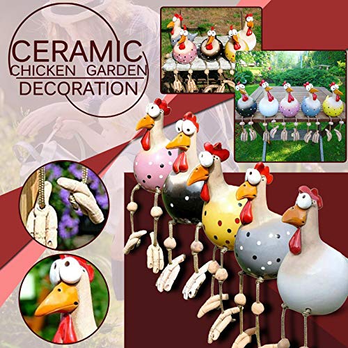 JoCome Keramik Huhn Gartendeko, Tierfigur Gartenstecker Keramikfigur Handarbeit Ornament, Gartendeko Huhn Deko,Handarbeit Gartenstatue Dekorative Henne Huhn Gartenstecker,Gartenfigur Gartendekoration – Bild 3