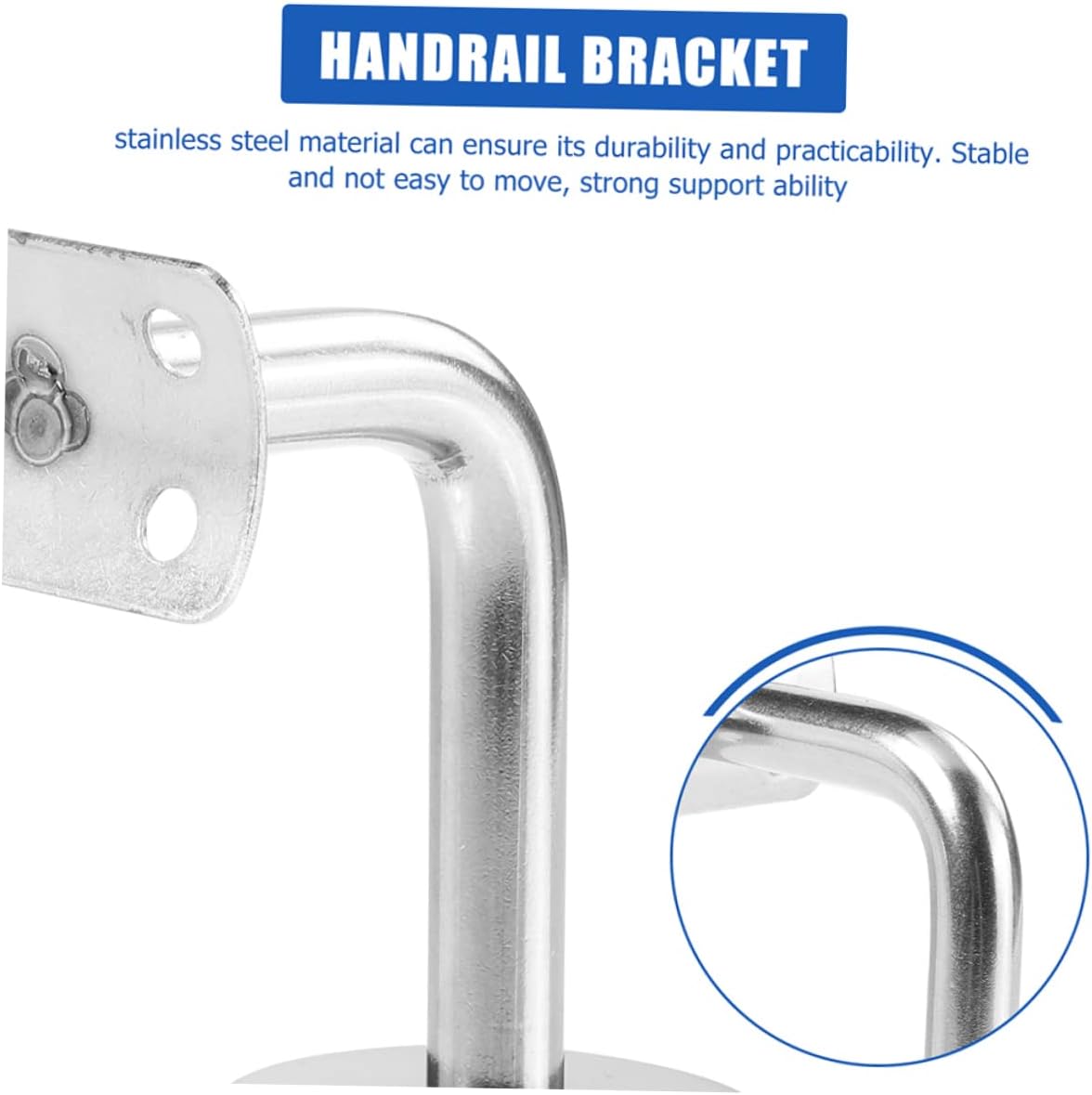 6Pcs Stainless Steel Handrail Brackets for Indoor Stairs and Deck Rail Support Stair Railing Holders with Stable Fixing for Staircase and Handrail Installation