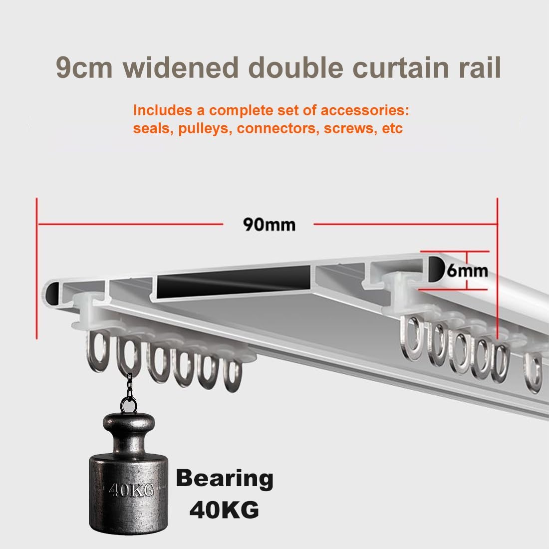 Kit de tringle à rideaux double en aluminium fin – Parfait pour les fenêtres à ouverture vers l'intérieur – Installation facile pour une décoration d'intérieur élégante – Longueur réglable et design