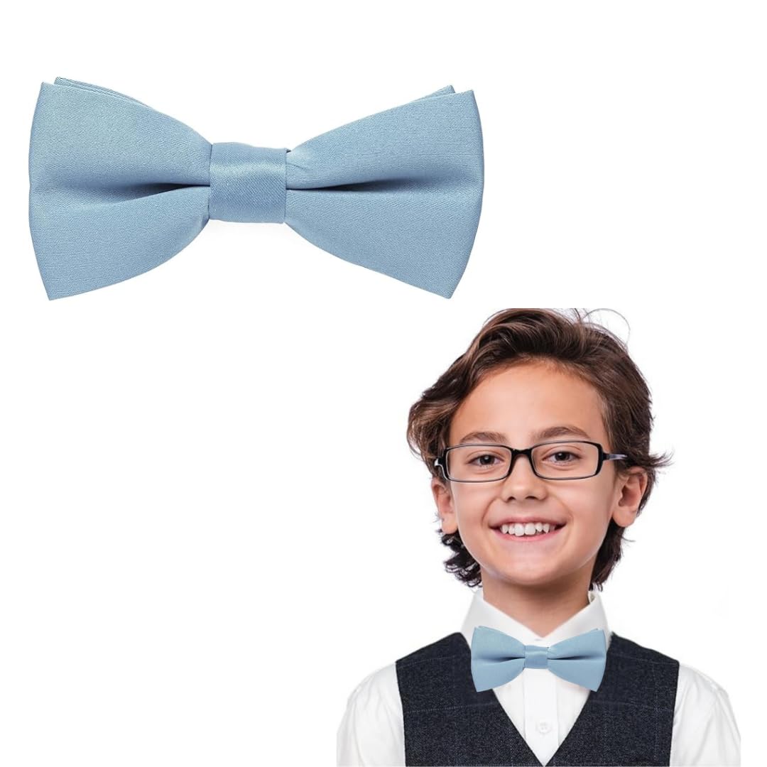The Tie Company Boys Sky Blue The Tie Co™ Kids Bow Tie – Pre-Tied & Adjustable Plain Bow Tie For & Girls, Premium Range, Formal & Party Wear Accessory (Sky Blue)