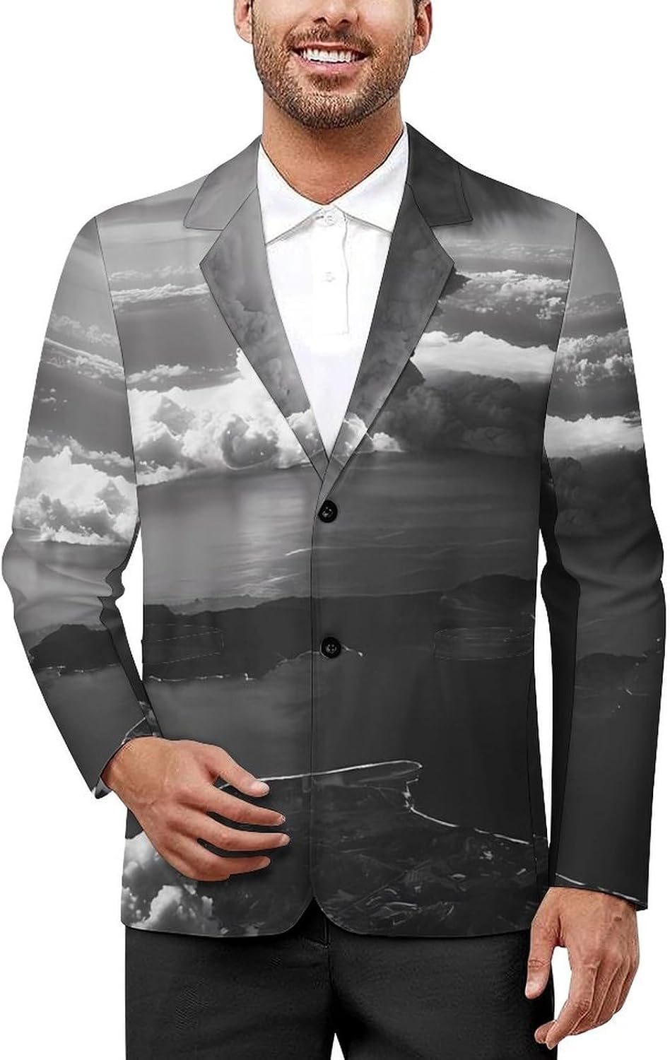 Mushroom Cloud Classic Suits Blazer for Men Business Tuxedo Jacket