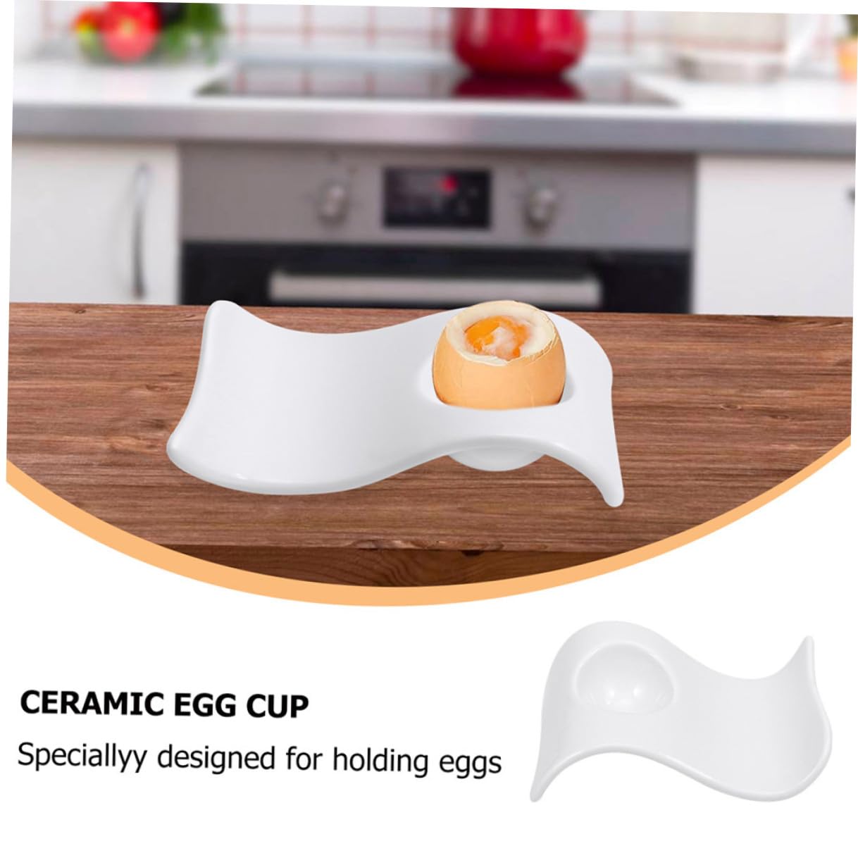 Coquetiers en Céramique Forme Vague Blanc Léger, Support à Œufs 6 Pièces, Porte-œufs Pratiques pour Petit-déjeuner et Présentation, Plateau de Service Maison