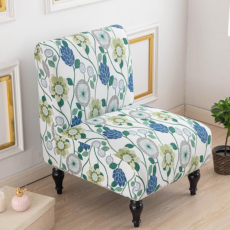 BSYMDH Armless Accent Chair Covers Printed Soft Armless Chair Slipcovers Armless Chair Slipcover Printed Slipper Chair Slipcover Printed Armless Chair Covers for Hotel Living Dining Room,06