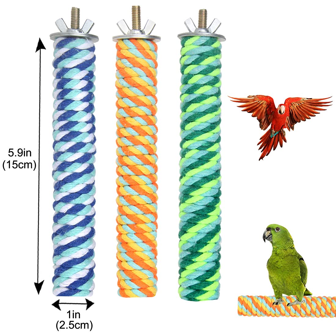 TOYANDONA Papageien Sitzstangen Set - 3-tlg. Krallenpflege Stangen