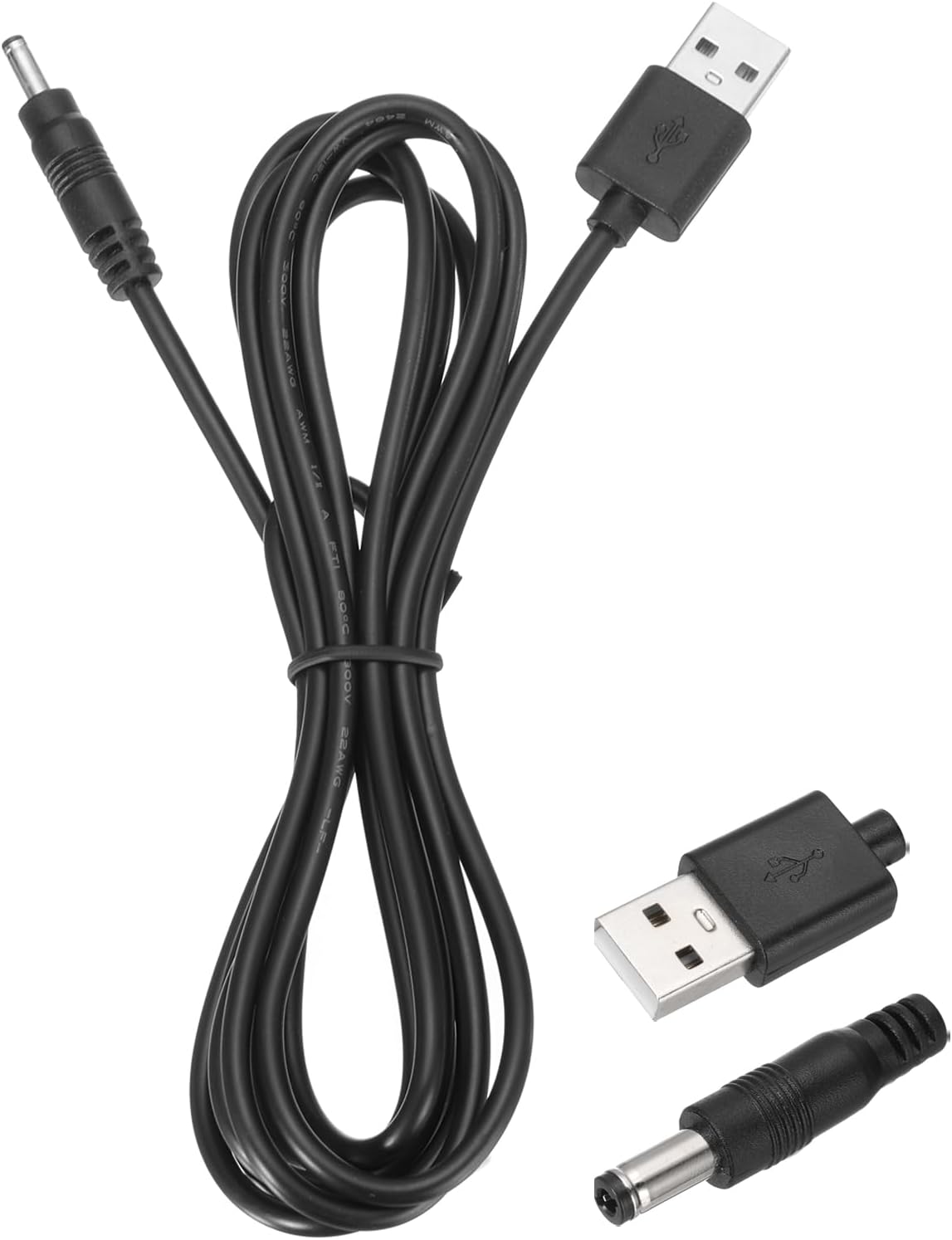 MECCANIXITY USB to DC Power Cable 3A 5V DC Power Cord 3.5mm x 1.35mm Jack Charging Plug Connector Cable Adapter for Fan Camera Phone Tablet Devices (6.6ft/2m, Black)