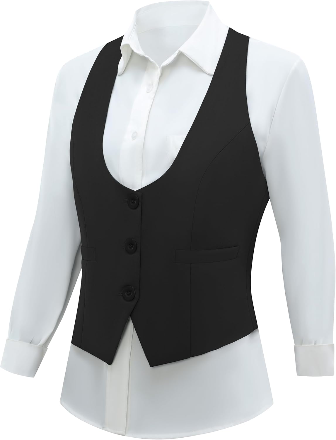 Foucome Vest for Women Dressy Casual Suit Vests Versatile Steampunk Racerback Waistcoat Vest Tops - Image 3