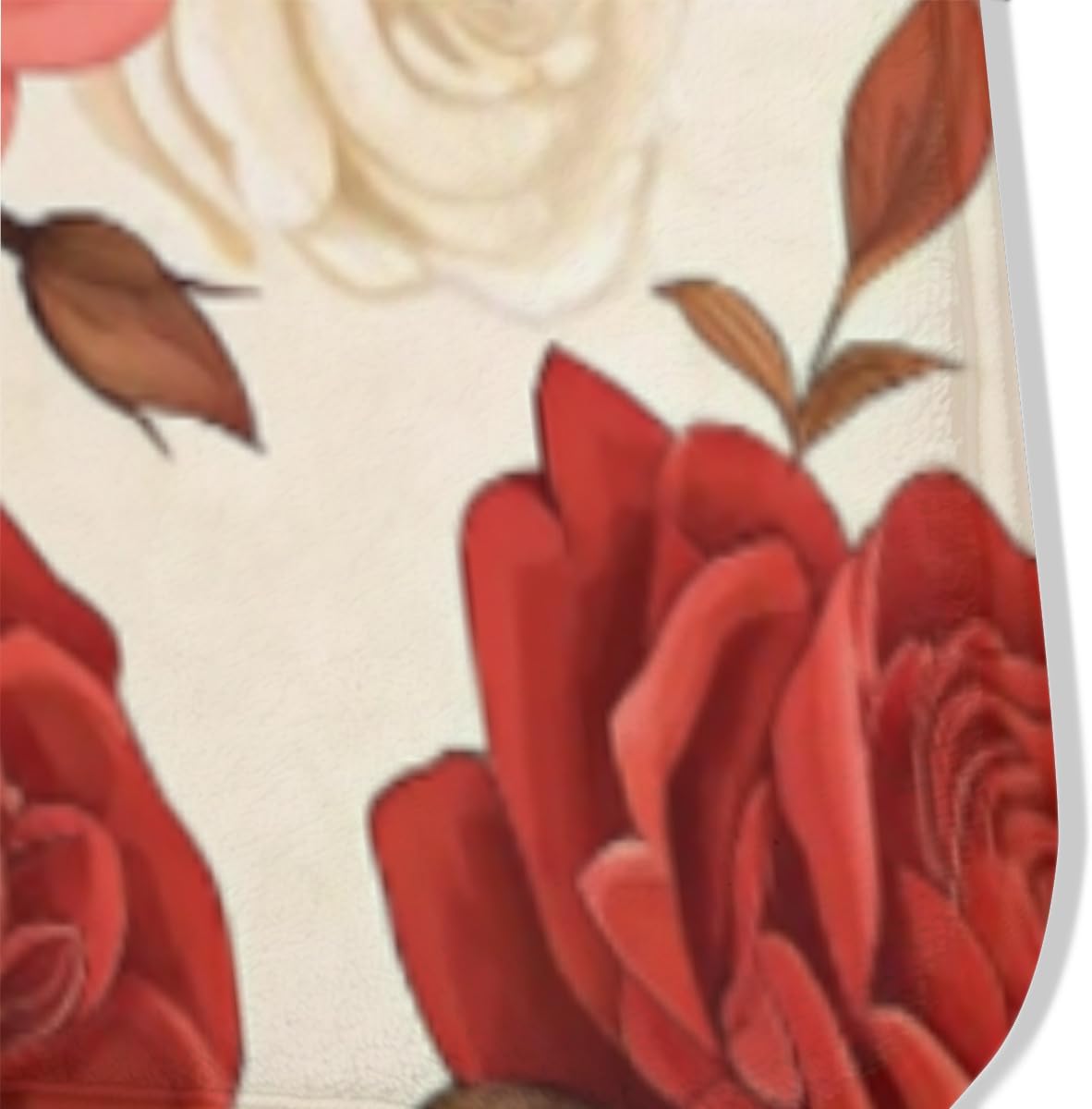Red & White Roses Area Rug - Washable Flannel Carpet with Non-Slip Backing, 24x36inch Seamless Floral Rug for Living Room Bedroom Home Decor
