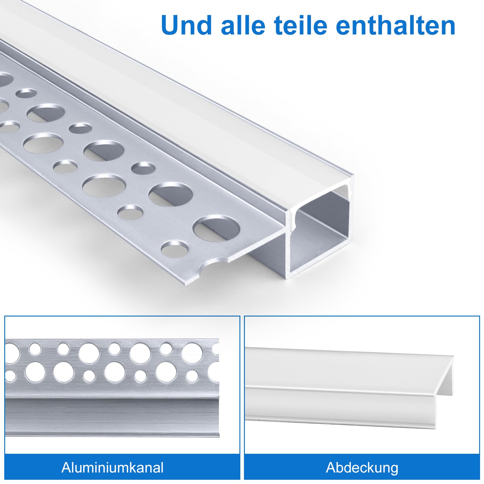 LED Trockenbauprofil für 13mm LED Streifen, 10x1M 291 rahmenloser eingelassener Aluminiumkanal, LED Leiste Kanal with Weißer Diffusor, LED Aluminium Profil für Wand und Decke ndirekte Beleuchtung