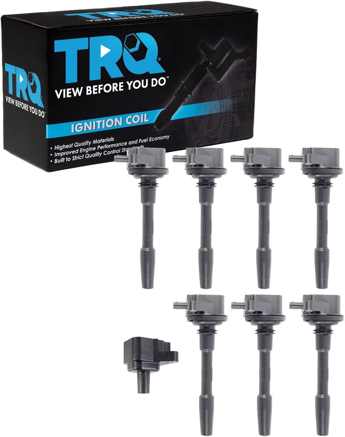 TRQ Ignition Coil Set 8 Piece Compatible with 2018-2020 Ford F-150 Mustang 5.0L V8