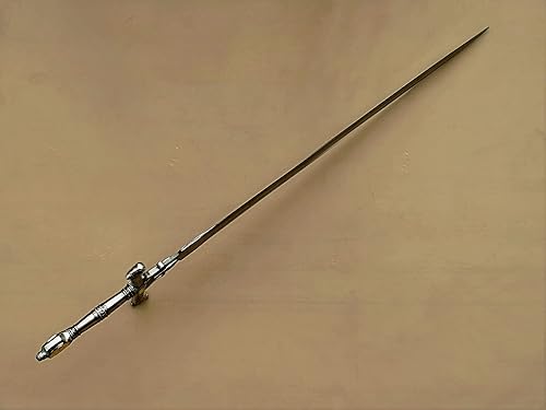 Miniatura 6 de Espada hecha a mano del rey Salomón con funda de cuero  Espada forjada a mano de acero de Damasco