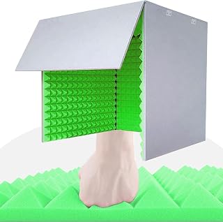 Genérico Cabina Vocal portátil Plegable de Escritorio con Paneles de Espuma insonorizados para grabación de micrófonos: Estudio de Aislamiento acústico Ideal para producción Musical y de Audio (Verde