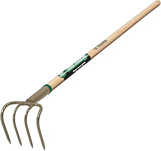 Truper 30024 Tru Tough 4-Tine Forged Cultivator, 5-Inch Head, 54-Inch Wood Handle