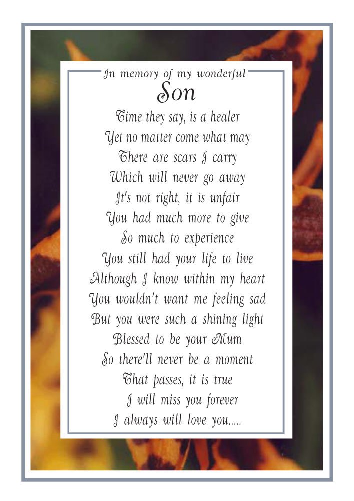 Personalised Grave Card to My Son from Mum - Includes Fixing Stake - A Laminated Memorial Marker Featuring a Poem by Impish Odes