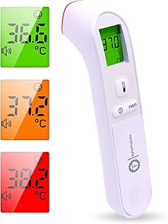 ByFloProducts, Thermometer Adult and Baby, Forehead Digital Thermometer, Infrared Touchless Temperature Thermometer Gun, Temperature Memory and Fever Alarm, Easy to Use 1 Second Reading Temperature