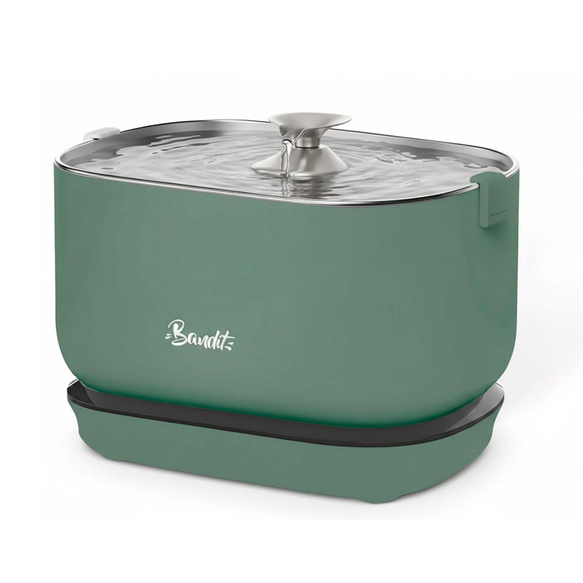 Bandit - Fuente de Agua Inalámbrica para Gatos 2,5L - Autonomía 30 Días - Filtración de 4 Etapas - Detector de Movimiento Inteligente - Ultra silenciosa menos de 30dB - Acero Inoxidable - Verde