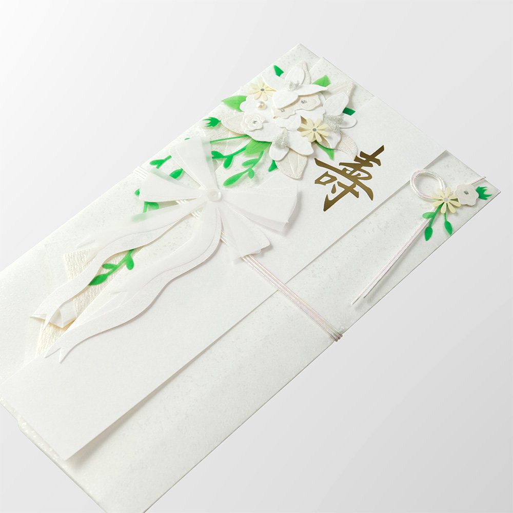 Midori 25145006 Geschenktasche, PC, Goldsiegel, 145, Hochzeitsgeschenk, Blumenstrauß, weißes Muster