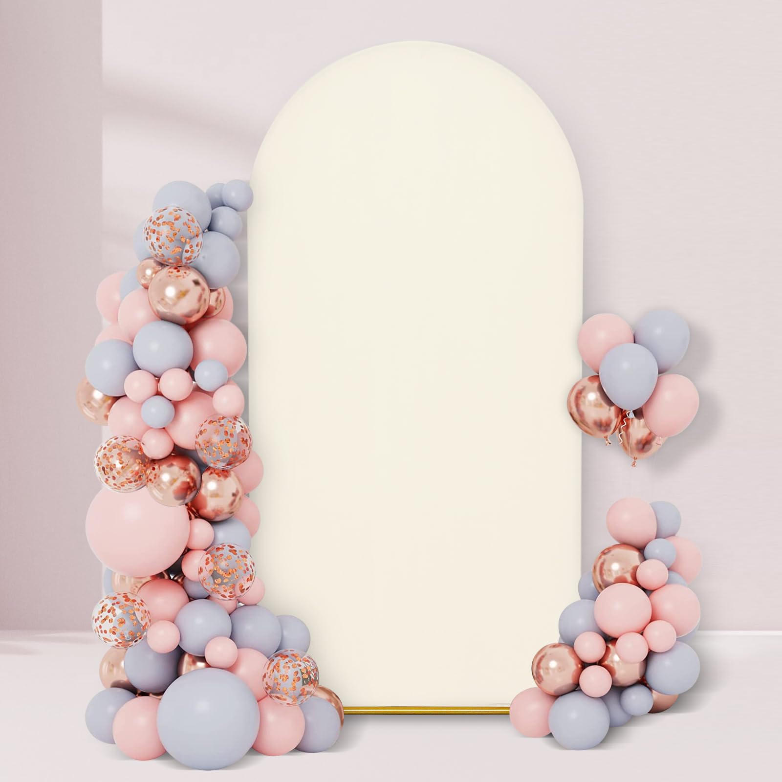 3E Home 6 FT Beige Wedding Arch Backdrop Cover, Stretchy Arch Cover for Weddings, Baby Showers, Birthday Parties & Events and Reception Decor