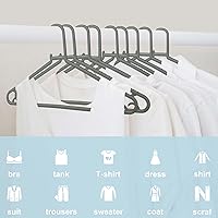 Vista 2 de Paquete de 50 perchas de plástico, perchas ligeras y duraderas con ganchos de tamaño estándar en forma de G y perchas antideslizantes para uso Gris