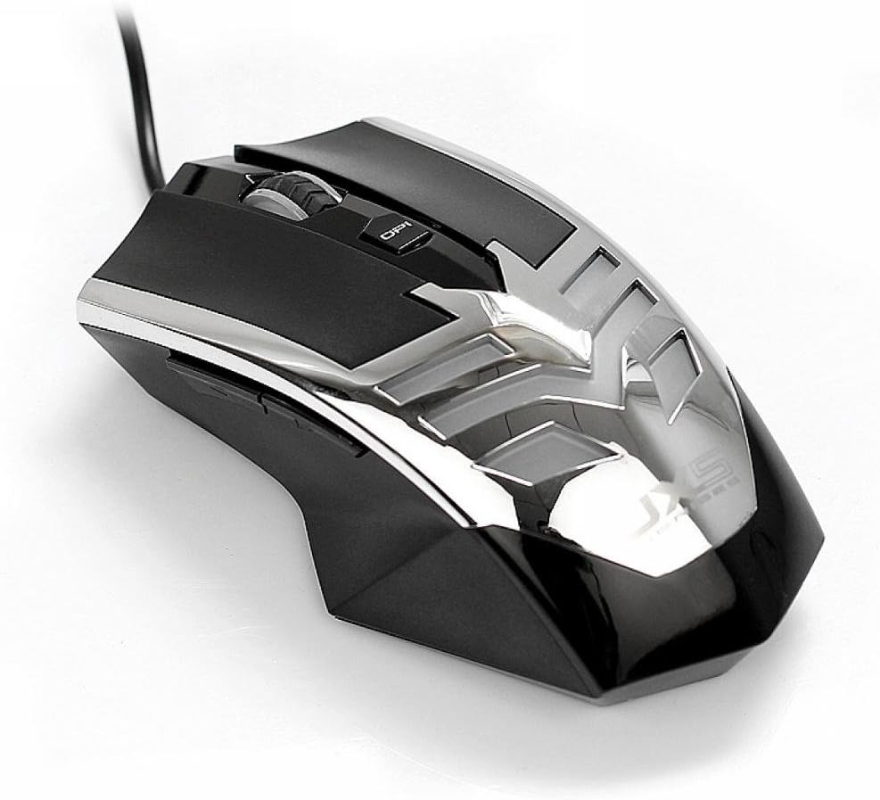 Qisan(TM) 2800 DPI 6 Button Green LED Light Glowing USB Wired Gaming Mouse