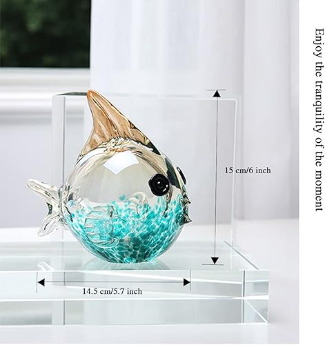 Miniatura 6 de Figuras de peces de vidrio soplado a mano, escultura de peces tropicales de animales marinos, pisapapeles para acuario de pecera, colección de