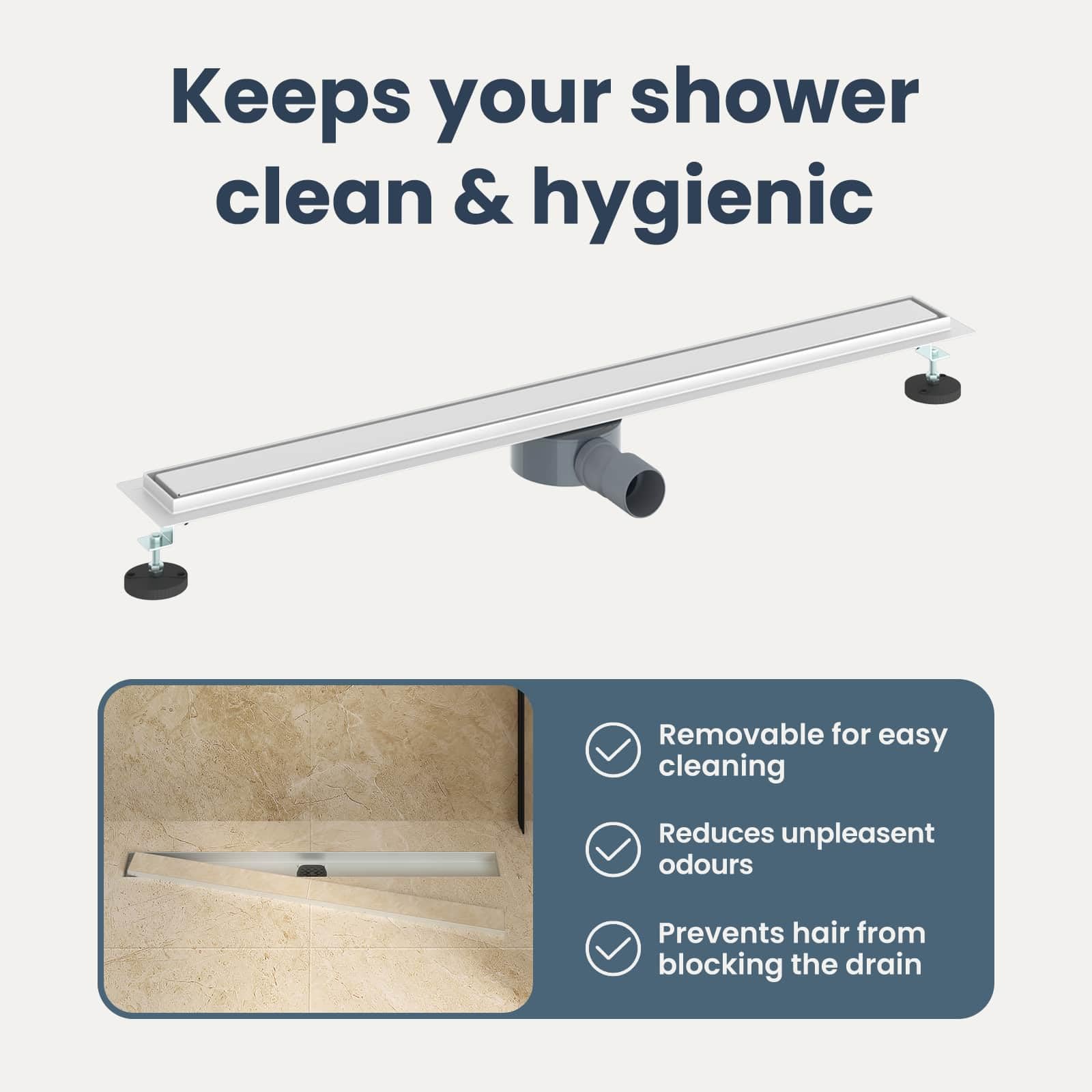 vidaXL Scarico Doccia 2-in-1 con sifone a 360° Argento 90 cm, Ristrutturazione Bagno, componente Doccia Moderno, Installazione Scarico Rettangolare per drenaggio e impianto Idraulico