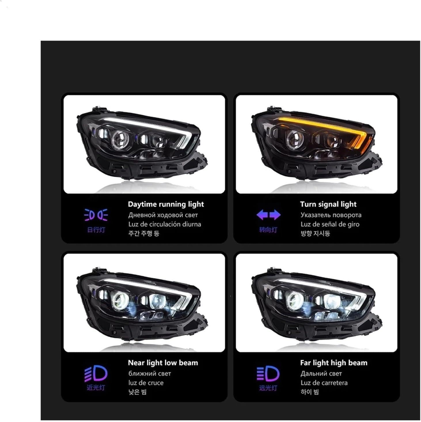 1 Pair Car Lights Compatible For Benz E-Class W213 Headlights 2016-2023 Lamps Daytime Running Lights Dynamic Turn Signal Accessories