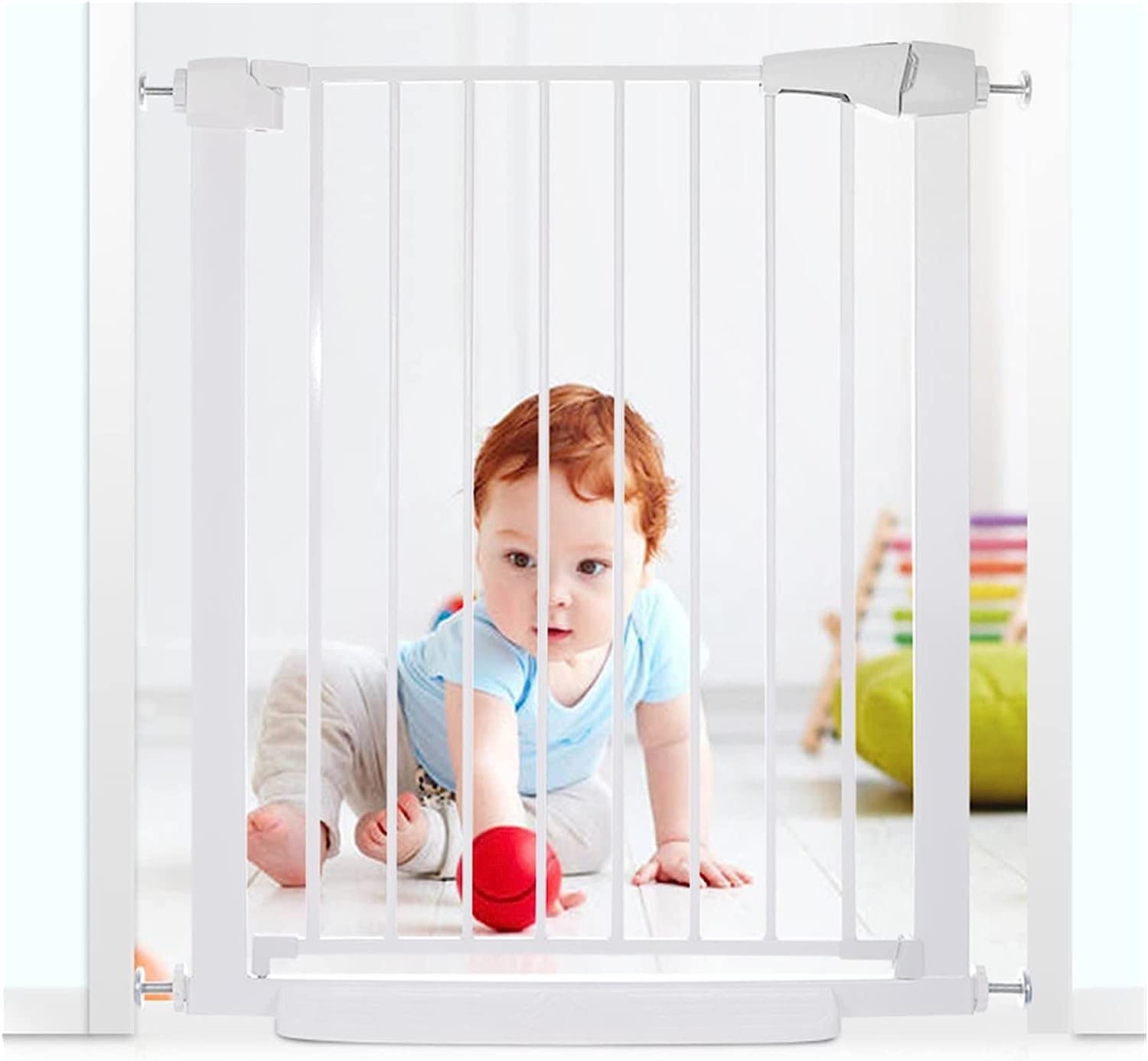 Treppenschutzgitter für Babys,90° Automatisch Schließendes Hundegitter im Innenbereich,75-89cm Ausziehbares Sicherheitsgitter für Haustiere,Heimtierbedarf (Color : White, Size : 75-82cm)