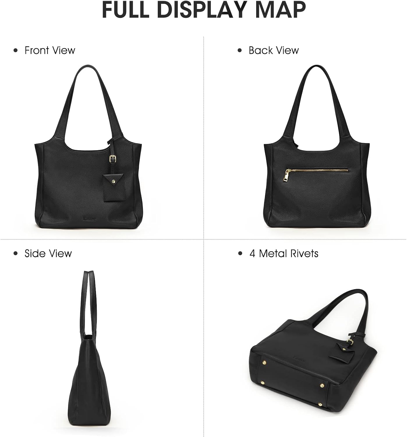 Kattee Soft Genuine Leather Shoulder Bag for Women Totes Hobo Purses and Handbags with Coin Pouch - Image 6