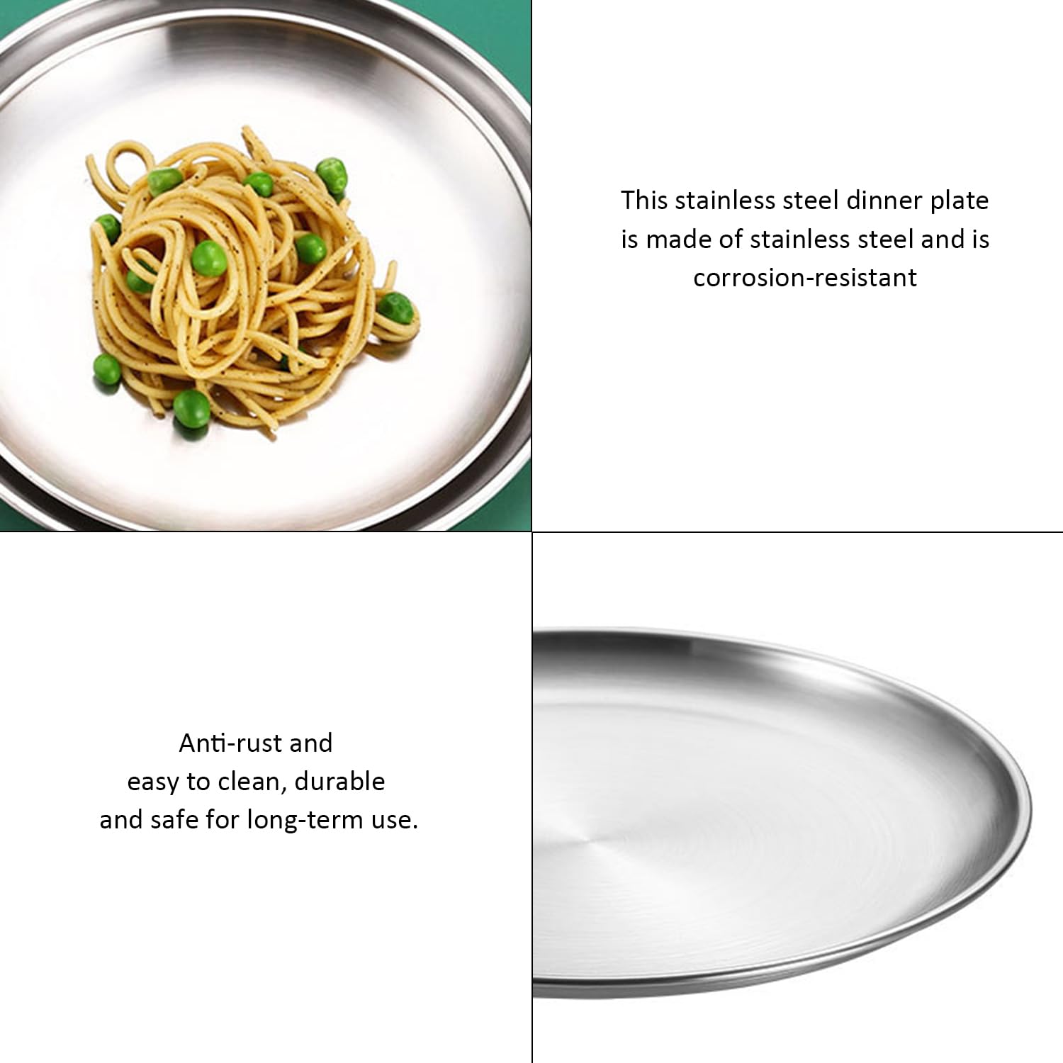 Set 3 Piatti Piani In Acciaio Inox - 14, 20 E 23 Cm Per Campeggio E Casa - Foto 6