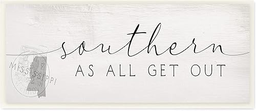 Stupell Industries Southern As All Get Out Slang Mississippi State, placa de pared diseñada por Daphne Polselli, 7 x 17 pulgadas, color negro