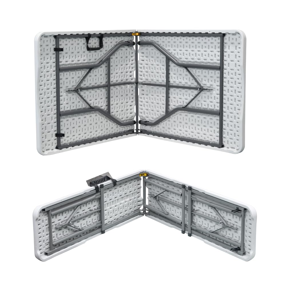 IlGruppone Tavolo Pieghevole Bianco Richiudibile Tavolino Pic Nic Esterno Salvaspazio Camping Terrazzo CamperStruttura In Acciaio Per Feste Giardino Campeggio Vacanze Lunghezza 180 Cm